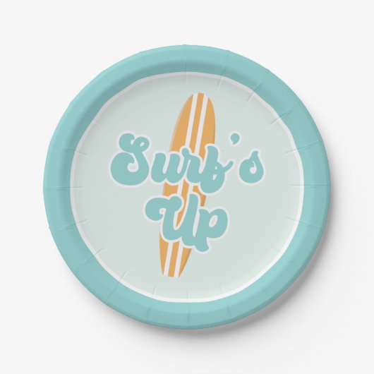 Assiettes En Carton Surfs Up Beach Plaques Papier Anniversaire (Devant)