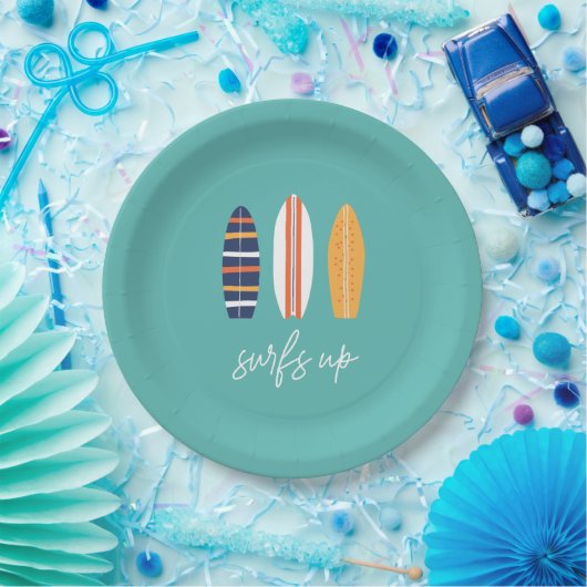 Assiettes En Carton Surfs Up BOY Plage de surf Anniversaire (Fête)