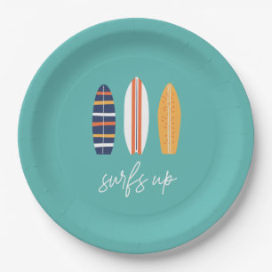 Assiettes En Carton Surfs Up BOY Plage de surf Anniversaire