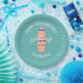 Assiettes En Carton Surfs Up Pink surboard Anniversaire (Fête)