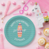 Assiettes En Carton Surfs Up Pink surboard Anniversaire (Fête)