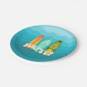 Assiettes En Carton Surfs Up Surboard Anniversaire (Angle)