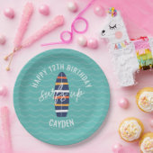 Assiettes En Carton Surfs Up surboard et vagues Anniversaire Papier (Fête)