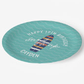 Assiettes En Carton Surfs Up surboard et vagues Anniversaire Papier (Angle)