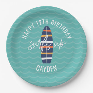 Assiettes En Carton Surfs Up surboard et vagues Anniversaire Papier
