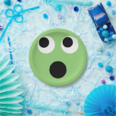 Assiettes En Carton Surpris Face Vert Emoticon Emoji Plaque Papier (Fête)