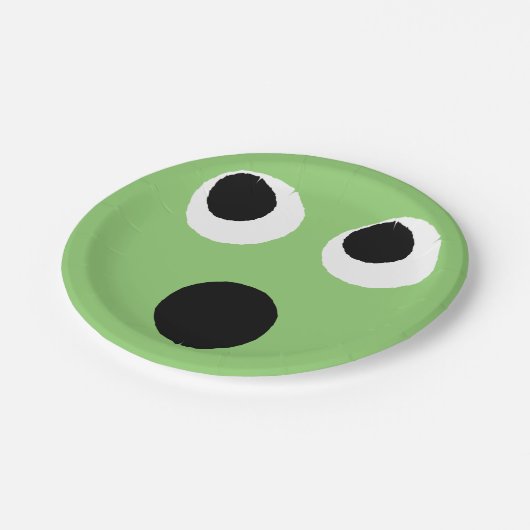 Assiettes En Carton Surpris Face Vert Emoticon Emoji Plaque Papier (Angle)