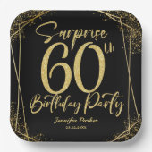 Assiettes En Carton Surprise 60e fête d'anniversaire Black & Gold Part (Recto)