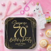 Assiettes En Carton Surprise 70e fête d'anniversaire Black & Gold Part (Fête)