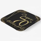 Assiettes En Carton Surprise 70e fête d'anniversaire Black & Gold Part (Angulaire)