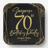 Assiettes En Carton Surprise 70e fête d'anniversaire Black & Gold Part (Recto)
