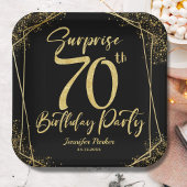 Assiettes En Carton Surprise 70e fête d'anniversaire Black & Gold Part