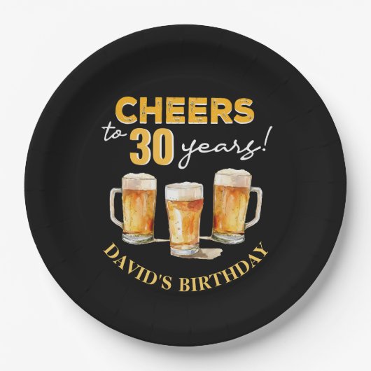 Assiettes En Carton Surprise Soirée d'anniversaire et bière (Devant)