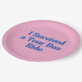 Assiettes En Carton Survie a Tour Bus Ride rose grandes plaques de pap (Angle)