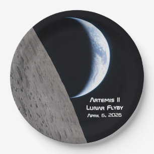 Assiettes En Carton Survol lunaire Artemis II