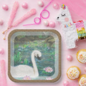 Assiettes En Carton Swan et Lilies (Carré) (Fête)