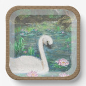 Assiettes En Carton Swan et Lilies (Carré) (Recto)