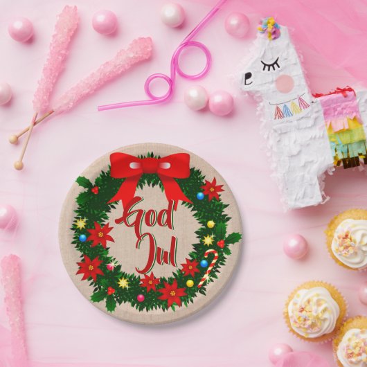 Assiettes En Carton Swedish God Jul Joyer Noël 7" (Fête)