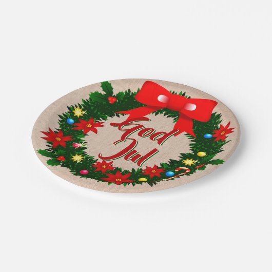 Assiettes En Carton Swedish God Jul Joyer Noël 7" (Angle)