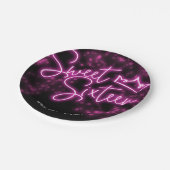 Assiettes En Carton Sweet 16 Anniversaire Hot rose Neon Fête Foncé (Angle)