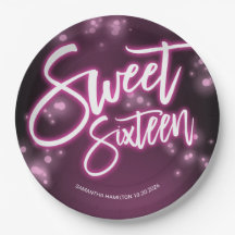 Sweet 16 Anniversaire Hot rose Neon Fête Foncé