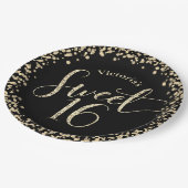 Assiettes En Carton Sweet 16 Black Gold Parties scintillant Confetti C (Angle)