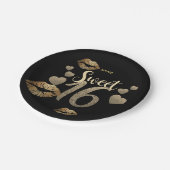 Assiettes En Carton Sweet 16 Black Gold Parties scintillant personnali (Angle)