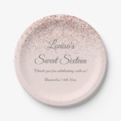 Assiettes En Carton Sweet 16 Blush Parties scintillant papier Plaques (Devant)