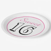Assiettes En Carton Sweet 16 Moderne Chic rose fête d'anniversaire (Angle)