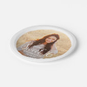 Assiettes En Carton Sweet 16 Party Chic Design Script & Photo Moderne (Angle)