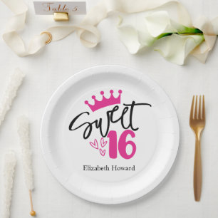 Assiettes En Carton Sweet 16 Personnalisé