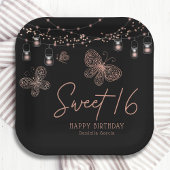 Assiettes En Carton Sweet 16 Rose Gold Butterfly Chic Moderne Annivers