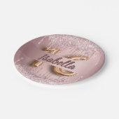 Assiettes En Carton Sweet 16 rose pâle nom de parties scintillant glam (Angle)