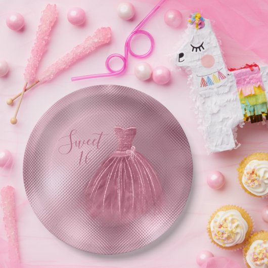 Assiettes En Carton Sweet 16 Seize Roses Robe Parties scintillant Soir (Fête)