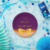 Assiettes En Carton Sweet 16 violet or nom arc (Fête)