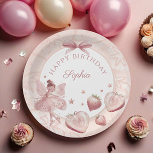Assiettes En Carton Sweet As A Strawberry Fairy Girl'Anniversaire Bien