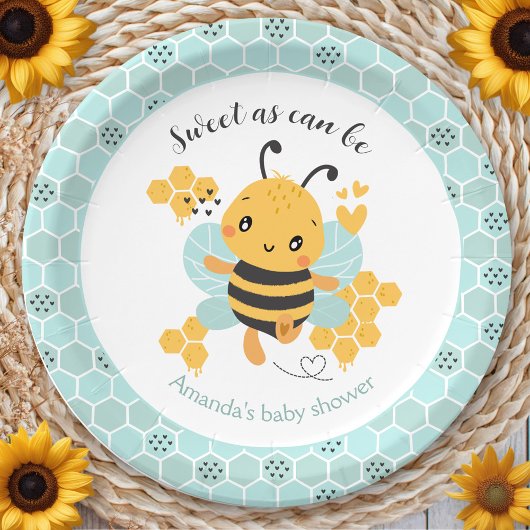 Assiettes En Carton Sweet as Can Bee Baby Baby shower