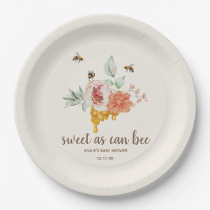 Assiettes En Carton Sweet As Can Bee Floral Honeycomb Baby shower Favo