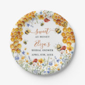 Assiettes En Carton Sweet As Honey Bee Fleur sauvage Fête des mariées (Devant)