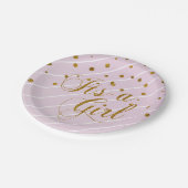 Assiettes En Carton Sweet Baby Confetti rose et or (Angle)