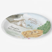 Assiettes En Carton Sweet Beige Mountain Watercolor Bear Hug (Angle)