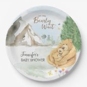Assiettes En Carton Sweet Beige Mountain Watercolor Bear Hug (Devant)