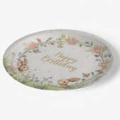 Assiettes En Carton Sweet Bunny Meadow Anniversaire Plaque papier de f (Angle)