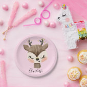 Assiettes En Carton Sweet Cute & Girly Pastel Blush Rose Bébé Reindeer (Fête)