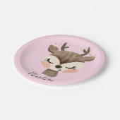 Assiettes En Carton Sweet Cute & Girly Pastel Blush Rose Bébé Reindeer (Angle)