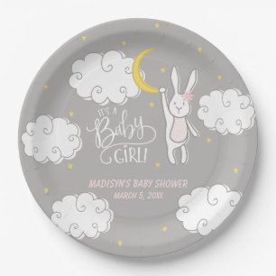 Assiettes En Carton "Sweet Dreams" Bunny Baby shower personnalisé