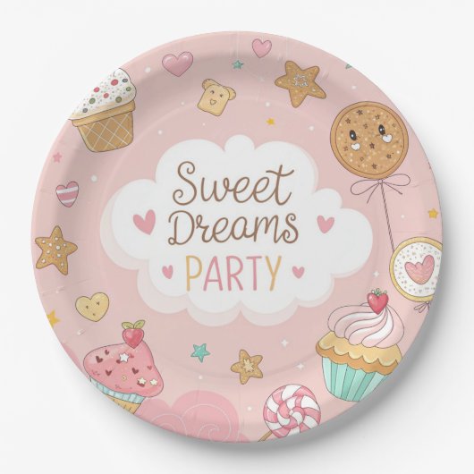 Assiettes En Carton Sweet Dreams Party – Cute Pastel Dessert Celebrati (Devant)