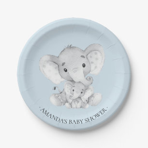 Assiettes En Carton Sweet Elephant Boys Baby shower 7" Plaque