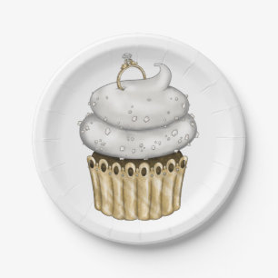 Assiettes En Carton Sweet Engagement Cupcake