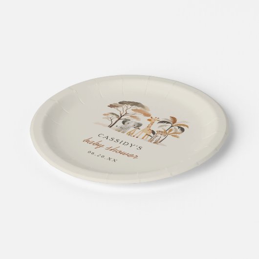 Assiettes En Carton Sweet Jungle Safari Animaux Baby shower garçon (Angle)